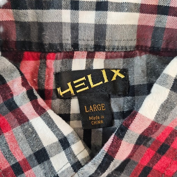 Helix Double Dragon Men's Large Long Sleeve Button Down Plaid Shirt - Picture 5 of 9